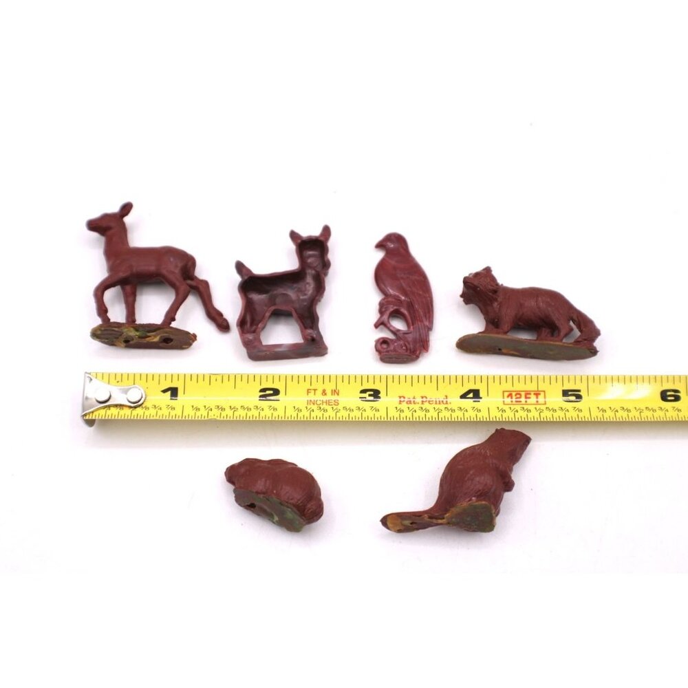 Marx Red Brown Auburn Farm Wildlife Animals Plastic Props Toys Playset Set 6 Vtg - Picture 7 of 7